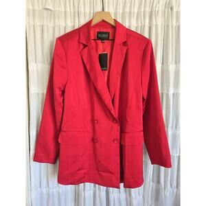NWT Eloquii Womens Red Suit Blazer Jacket Career Office Double Breasted Bold